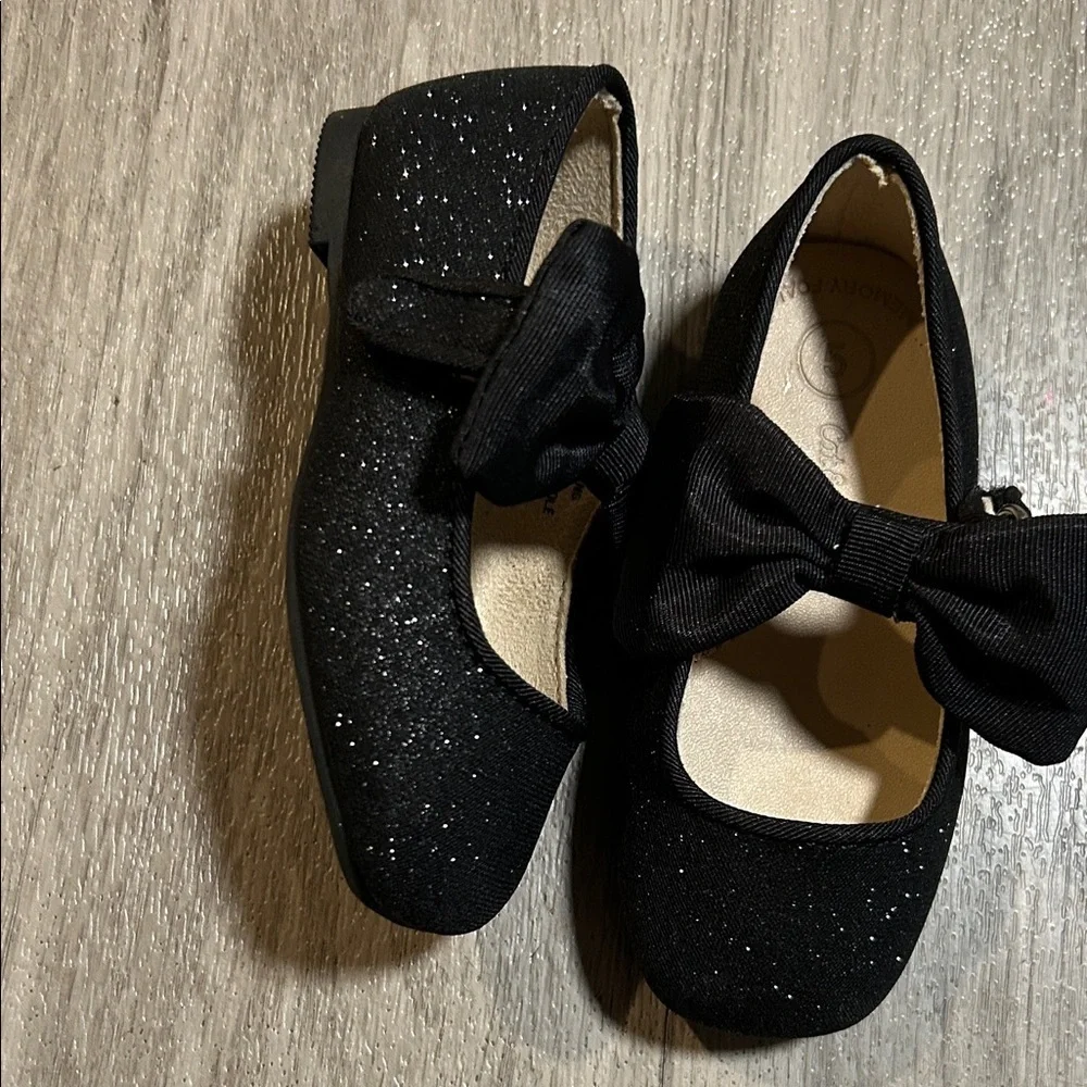 Cat & Jack Sparkly Black Kids Dress Shoes with Bow